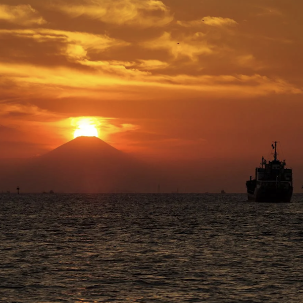 Mt. Fuji floating in the ocean