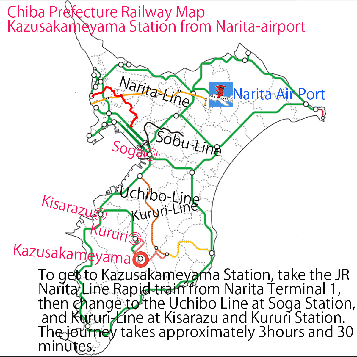 kazusakameyama station from airport